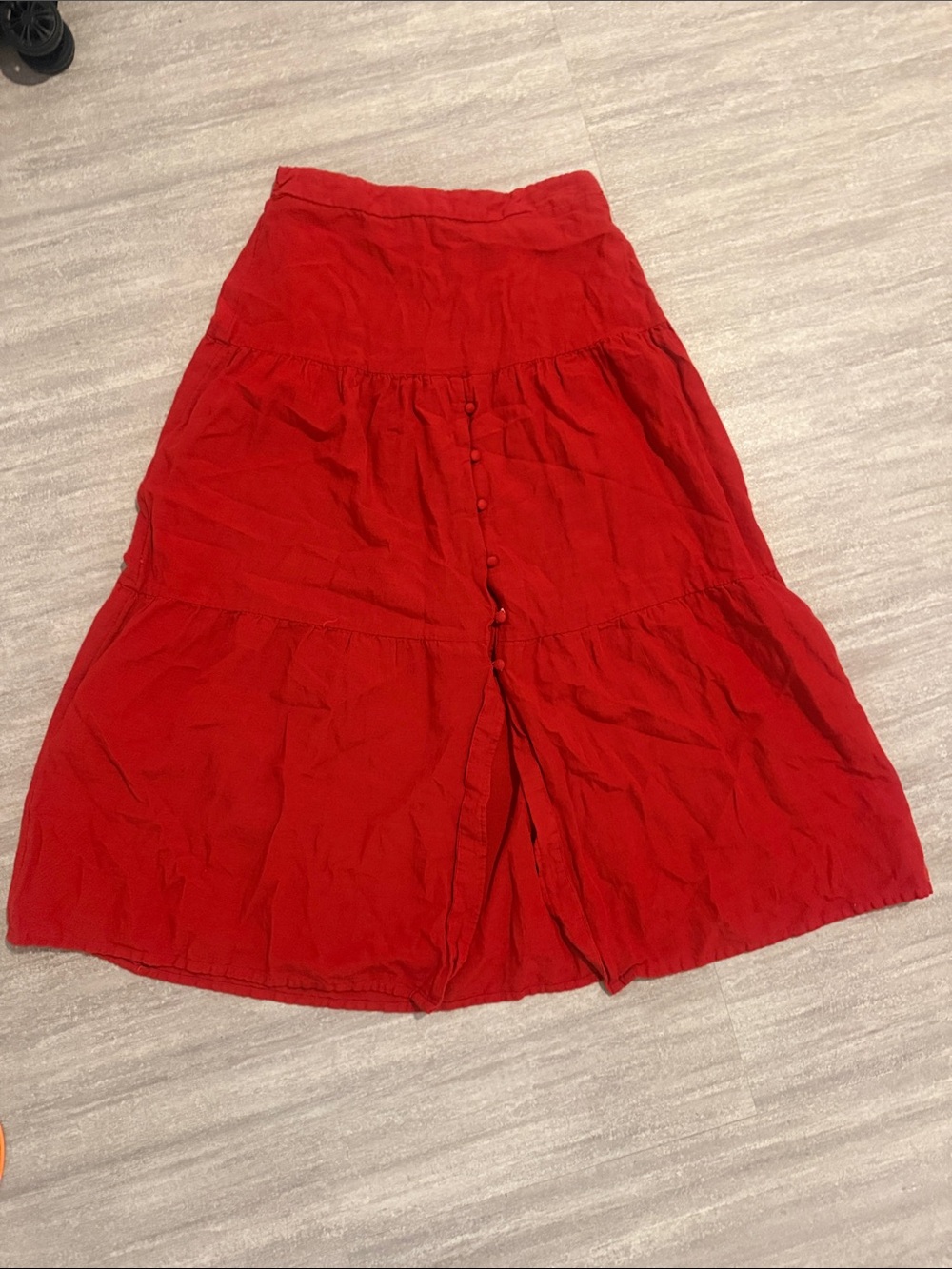 Women’s Red Tiered Midi Skirt - Unbranded